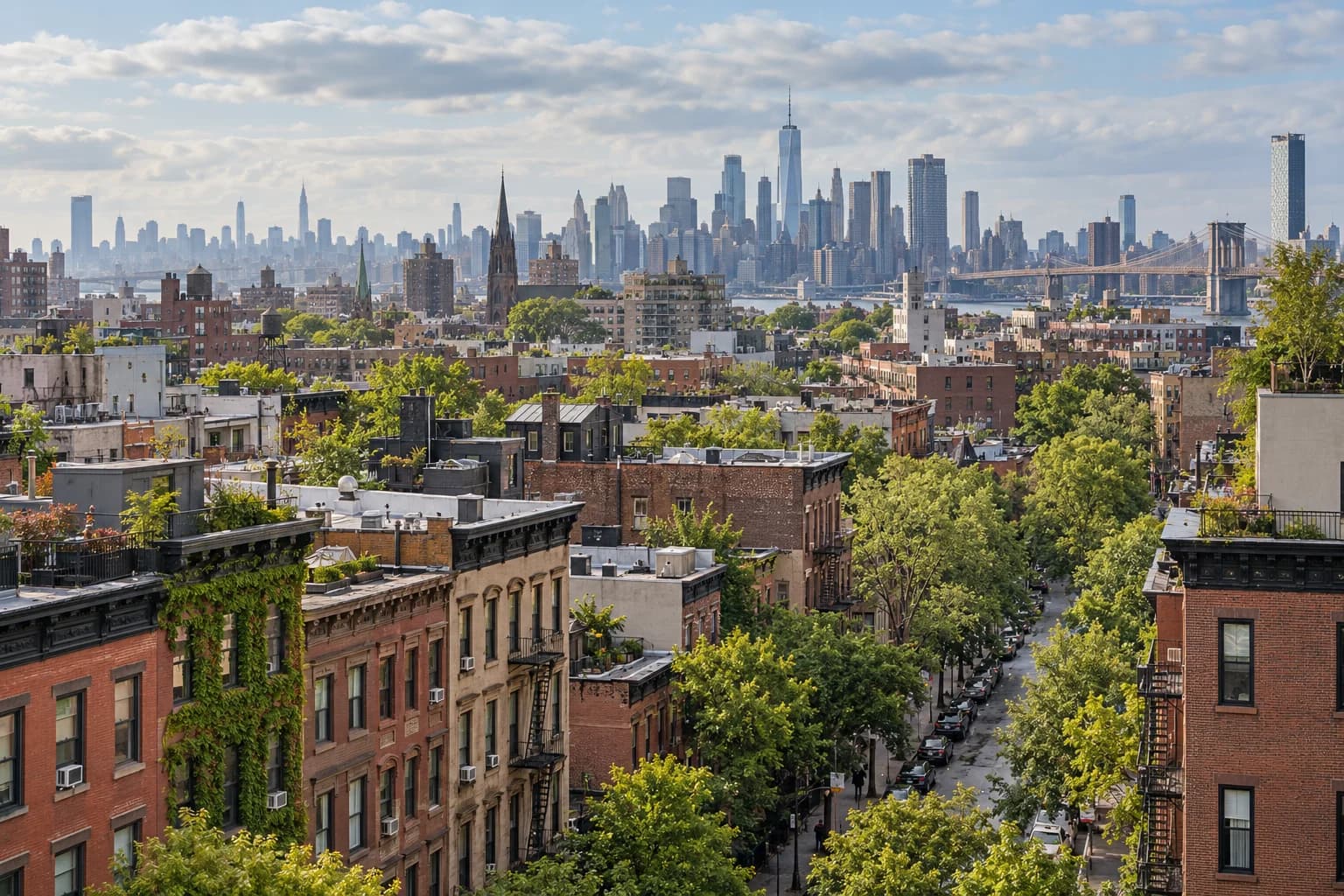 New York rooftops and skyline